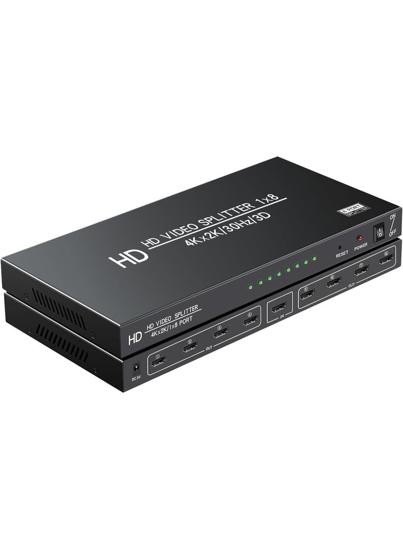 Sturnus 1×8 HDMI Splitter – 4K UHD HDMI Signal Distributor with Powered Amplifier for TVs, Projectors, Monitors & Home Theater - Image 1